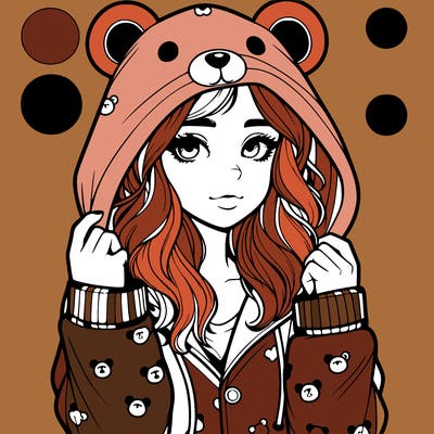 realistic girl in a animal pjs hoodie