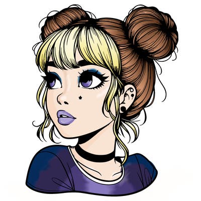 realistic girl with spacebuns