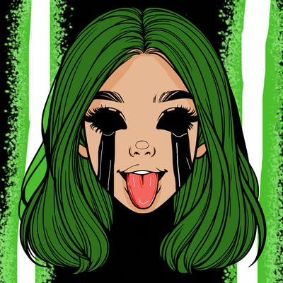 realistic girl with her tongue out