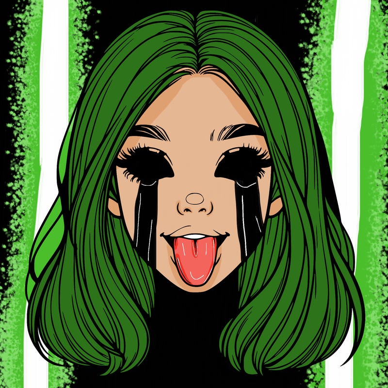 realistic girl with her tongue out