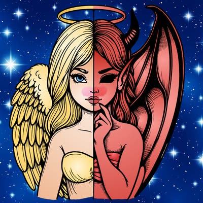 realistic angel half demon