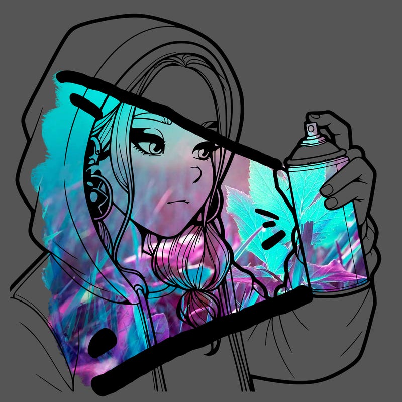 a realistic girl, spray painting