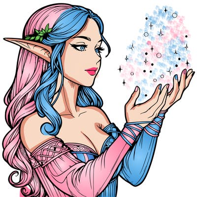 realistic elf girl doing magic