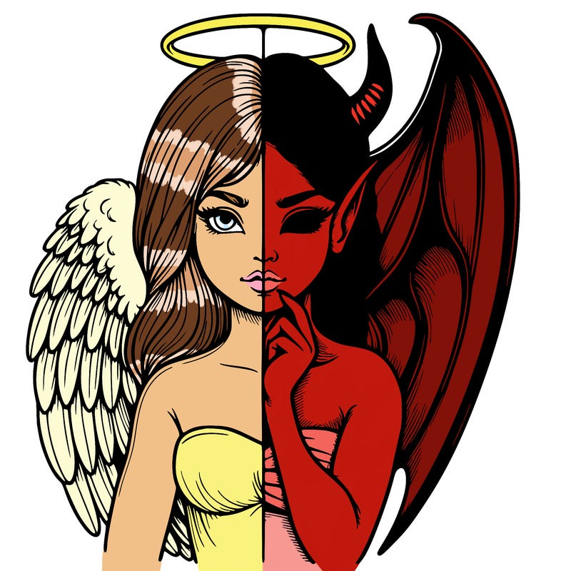 realistic angel half demon