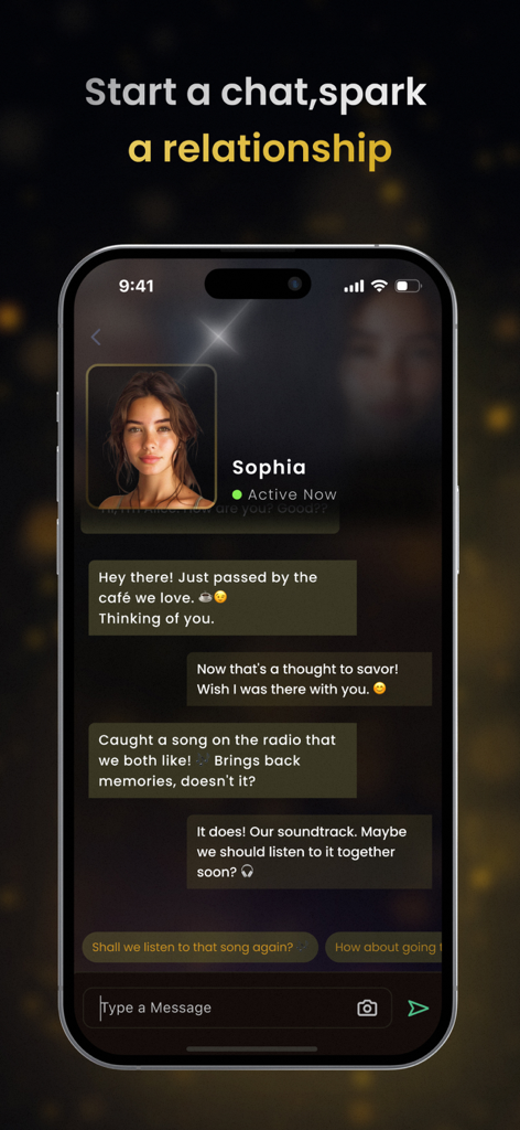 Chat with AI Friend - Chatbot - Interface of the Chat with AI Friend app showing a conversation with an AI companion