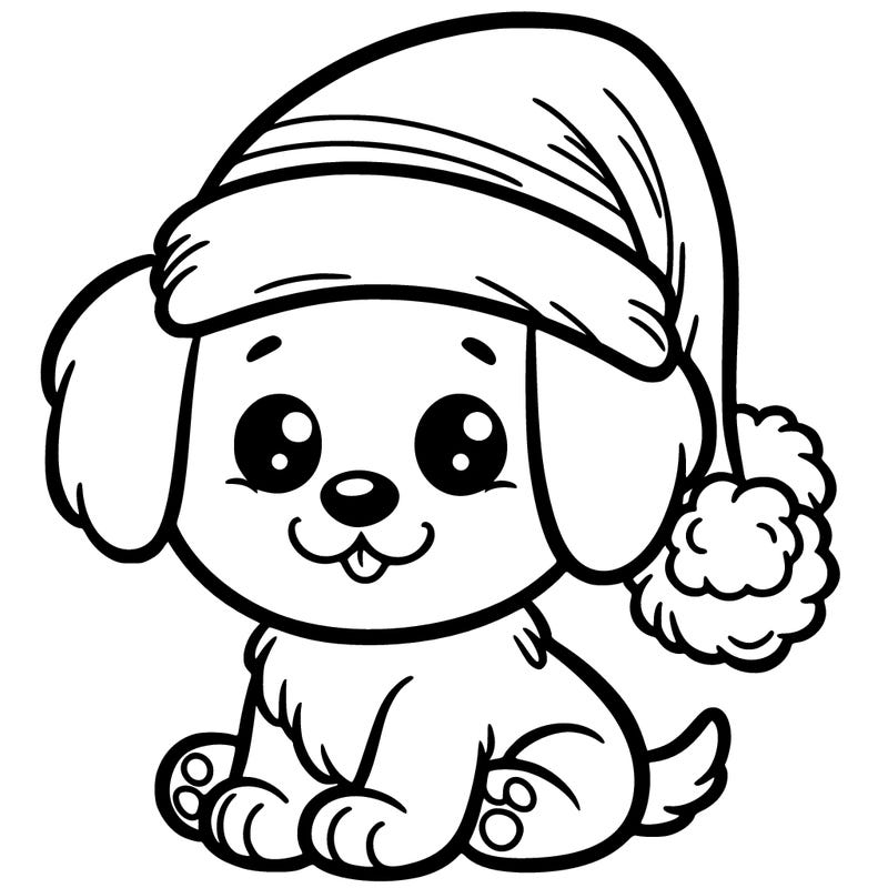 cute puppy with santa hat
