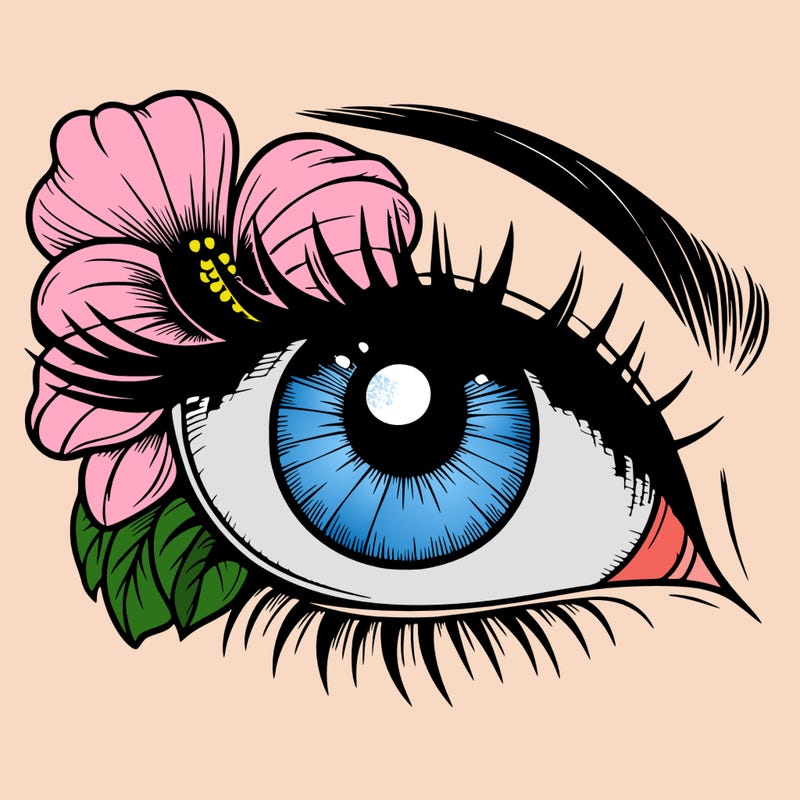 realistic eye with flower