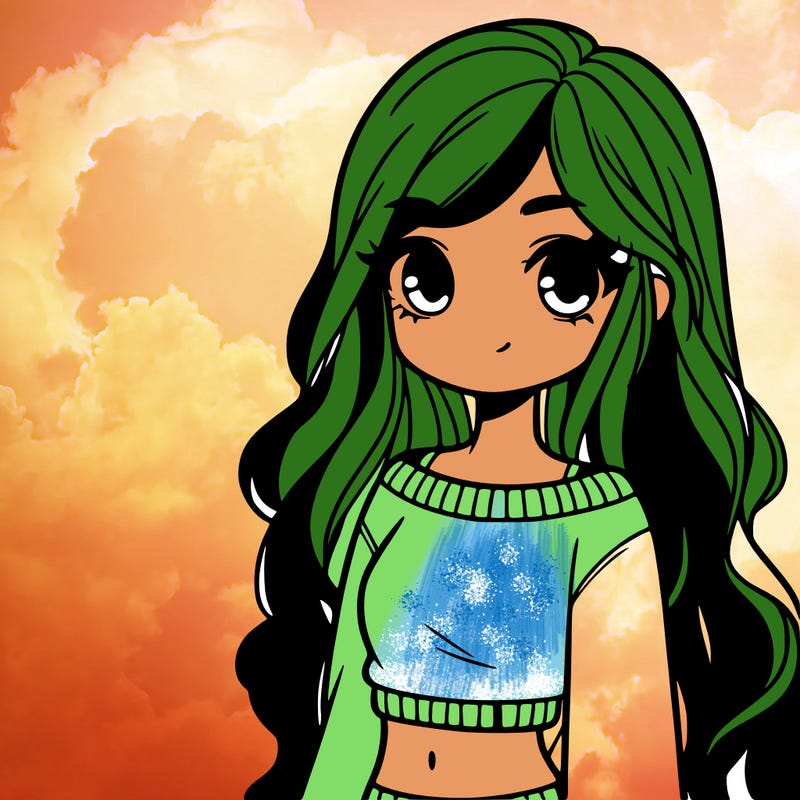 girl with long hair and a crop top with a sweater