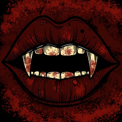 lips with vampire teeth