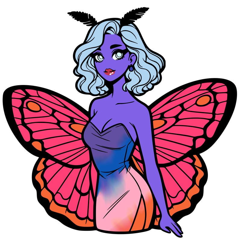 woman with moth wings