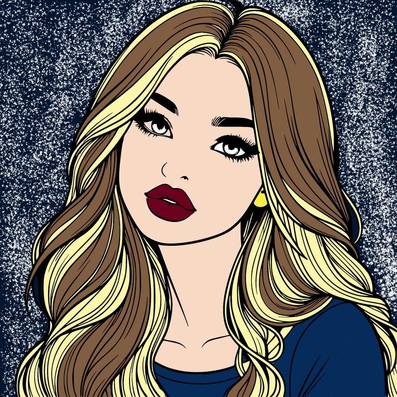 realistic girl with hair on her hair and lips