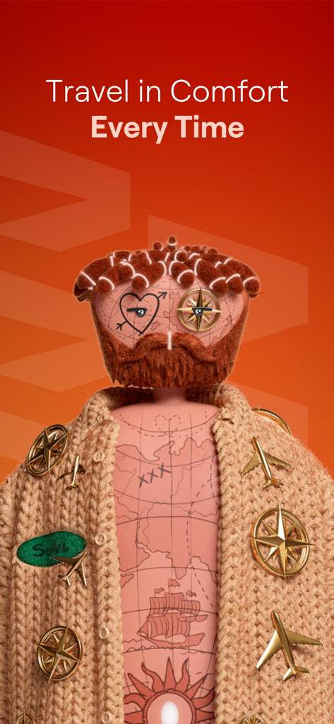 Promotional graphic for Swvl app featuring a travel-themed character and the text Travel in Comfort Every Time