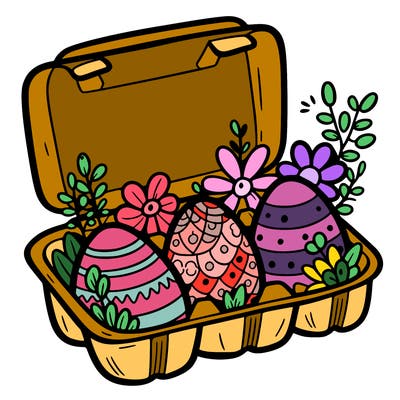 an open egg carton with easter eggs inside