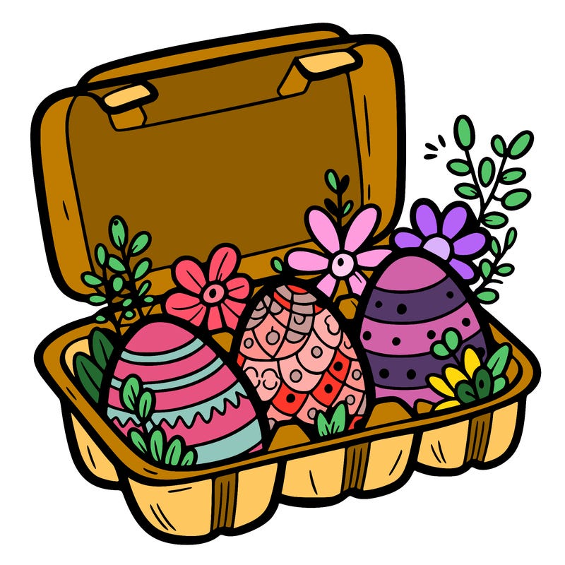 an open egg carton with easter eggs inside