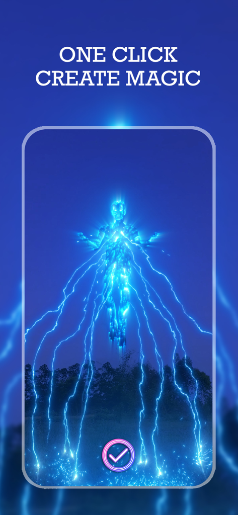 VFX Editor Video After Effects - ビデオエディターを使用して適用された青い稲妻スーパーパワーエフェクトを持つ人物