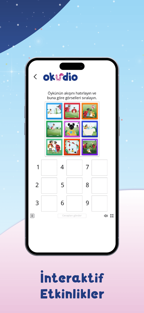 OKUDIO - Interactive story sequencing activity on the OKUDIO educational app for children