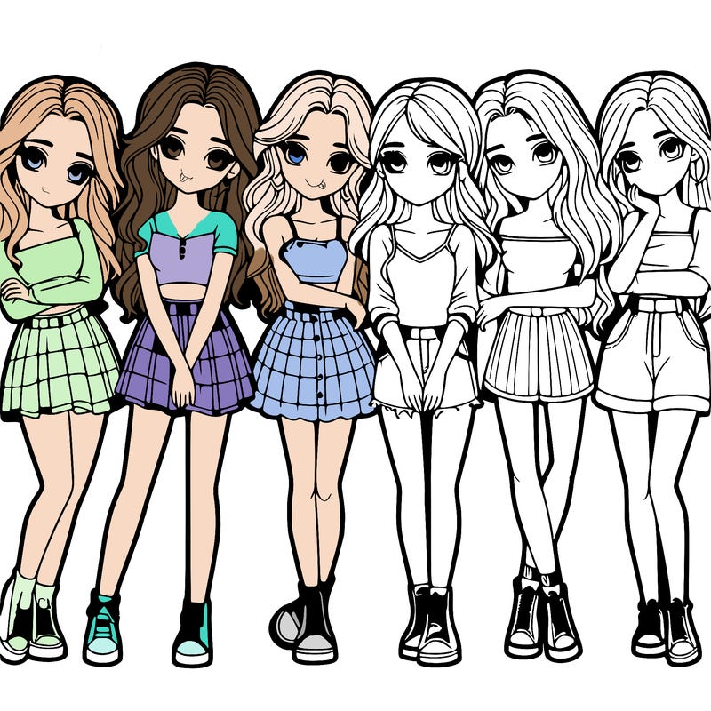 a group of girls realistic