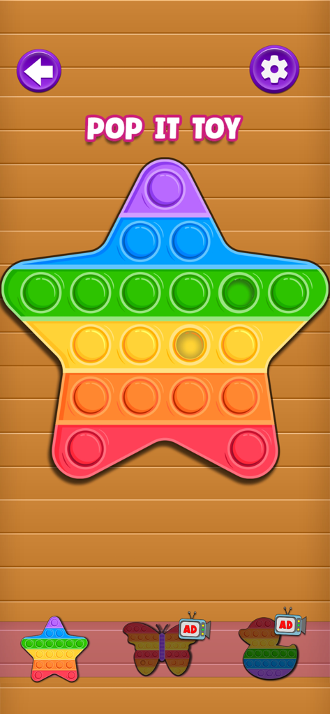 ASMR Mini Games Relaxing Toys - A rainbow colored star shaped digital pop it toy in a relaxation game