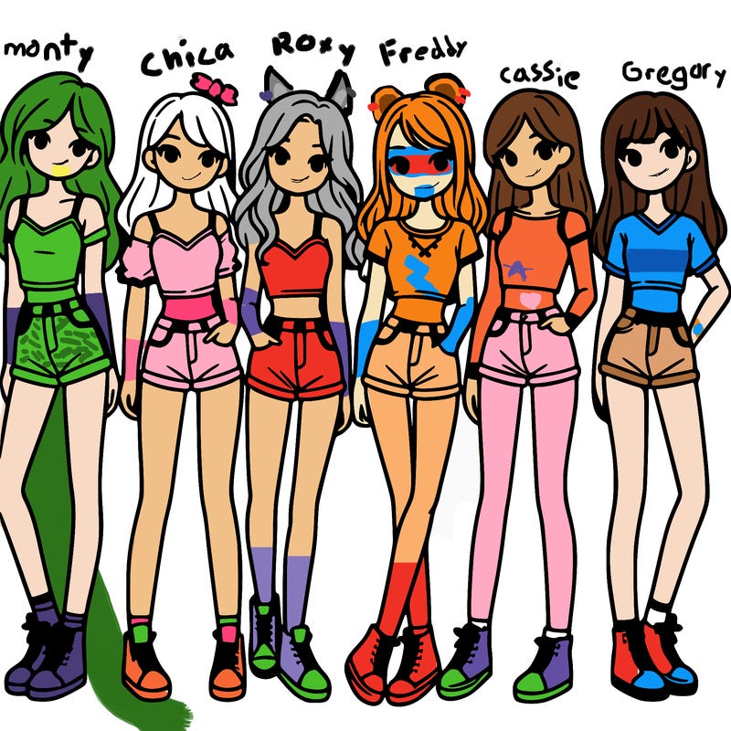 a group of girls wearing crop tops and shorts