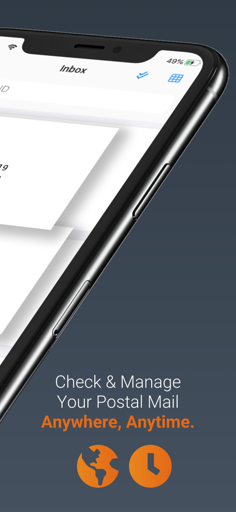 Anytime Mailbox Virtual Mail - Anytime Mailbox app interface on an iPhone for managing postal mail remotely