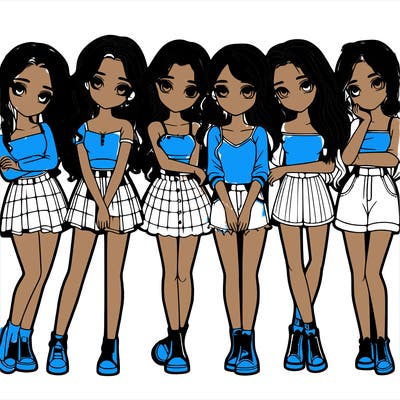 a group of girls realistic