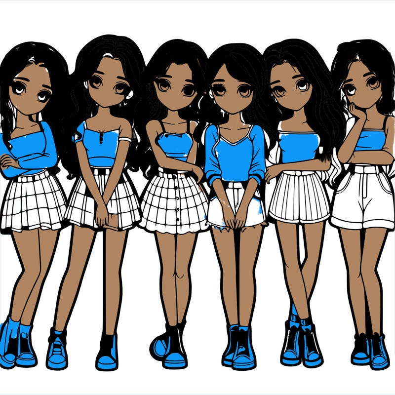 a group of girls realistic
