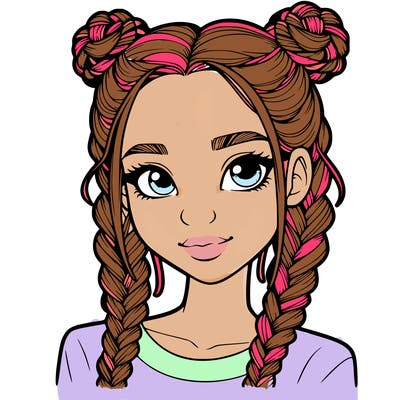 realistic girl with braids