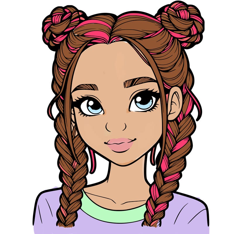 realistic girl with braids
