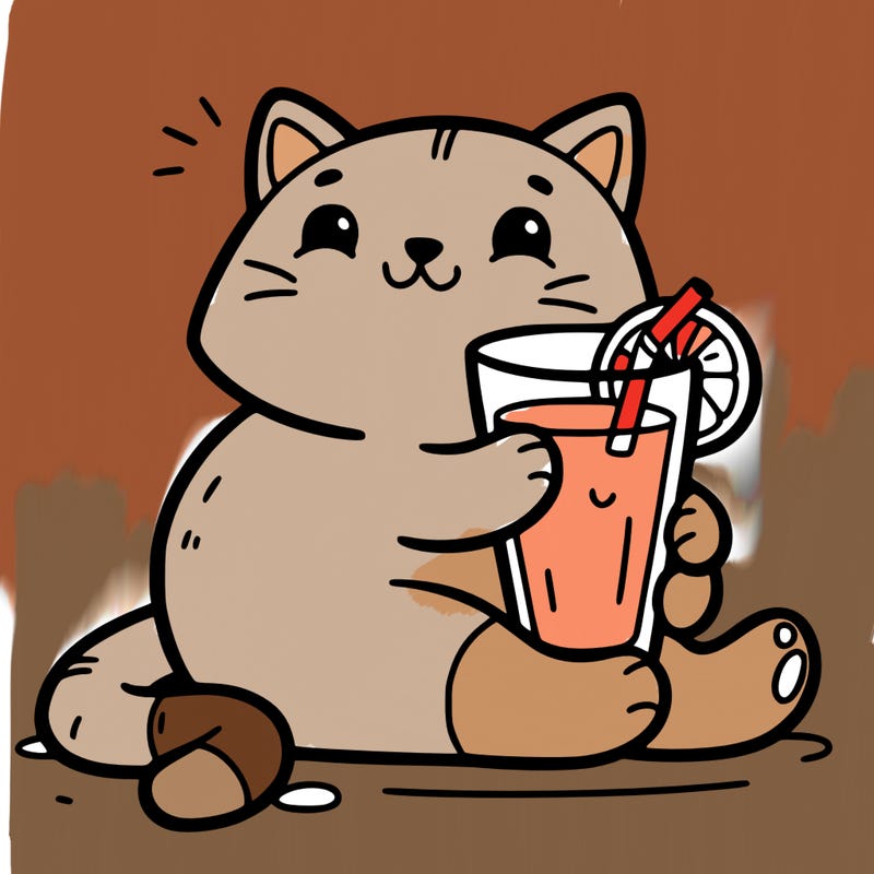 cat with orange juice