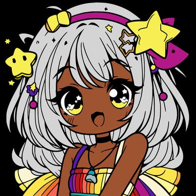 cute anime girl with star accessories