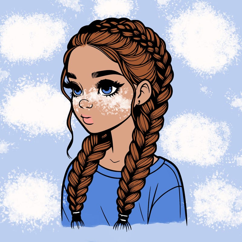 realistic girl with braids
