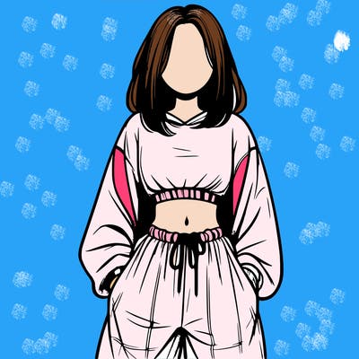 realistic girl faceless with baggy pants and a crop top