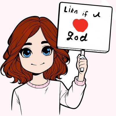 realistic girl holding up a sign