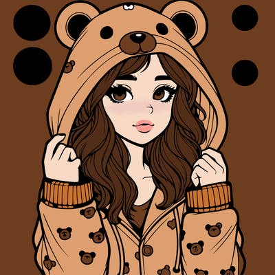 realistic girl in a animal pjs hoodie