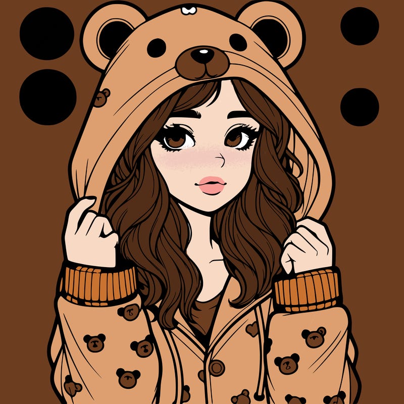realistic girl in a animal pjs hoodie