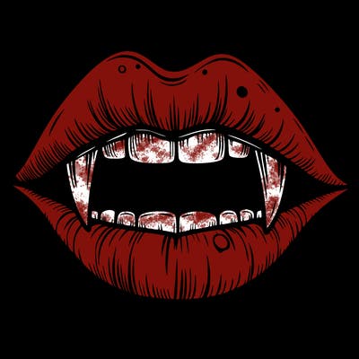 lips with vampire teeth