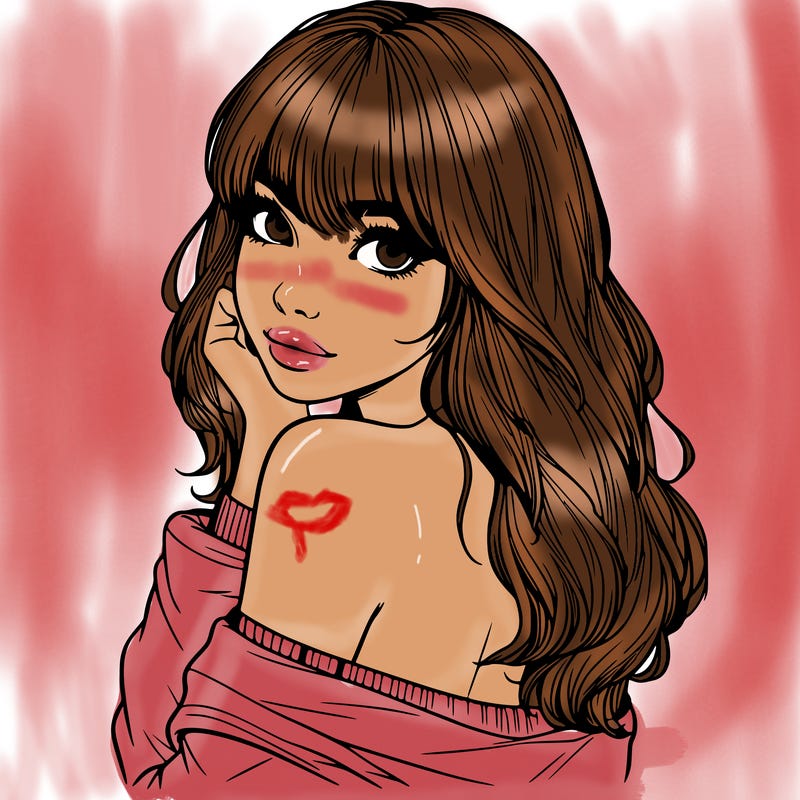 realistic girl with bangs looking over her shoulder