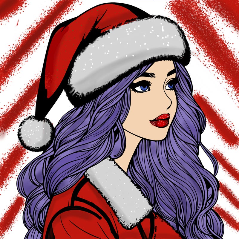 realistic girl in santa hat