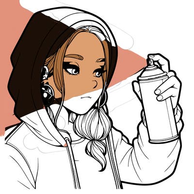 a realistic girl, spray painting