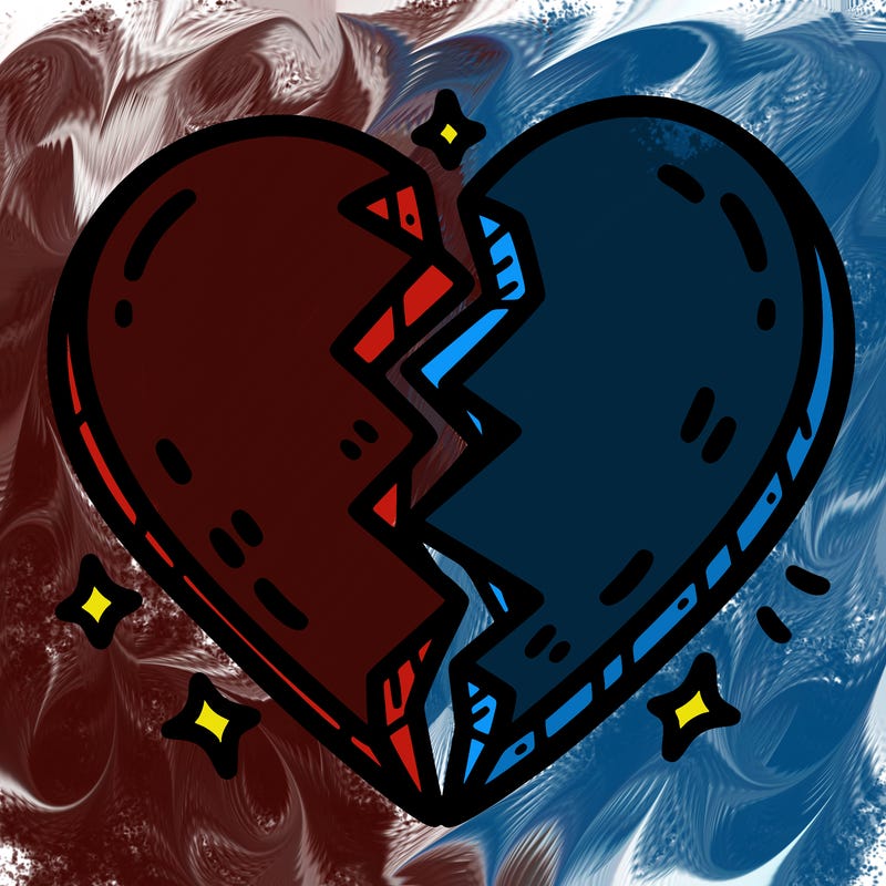split in half heart