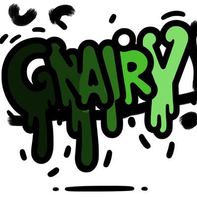 a word that has gnarly on it dripping