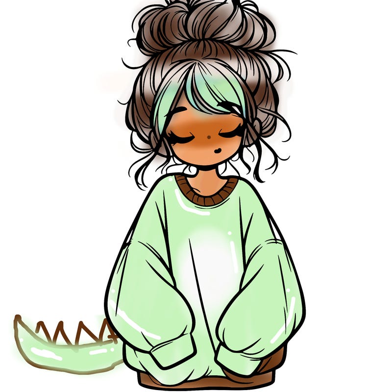 girl with baggy sweatshirt and messy bun