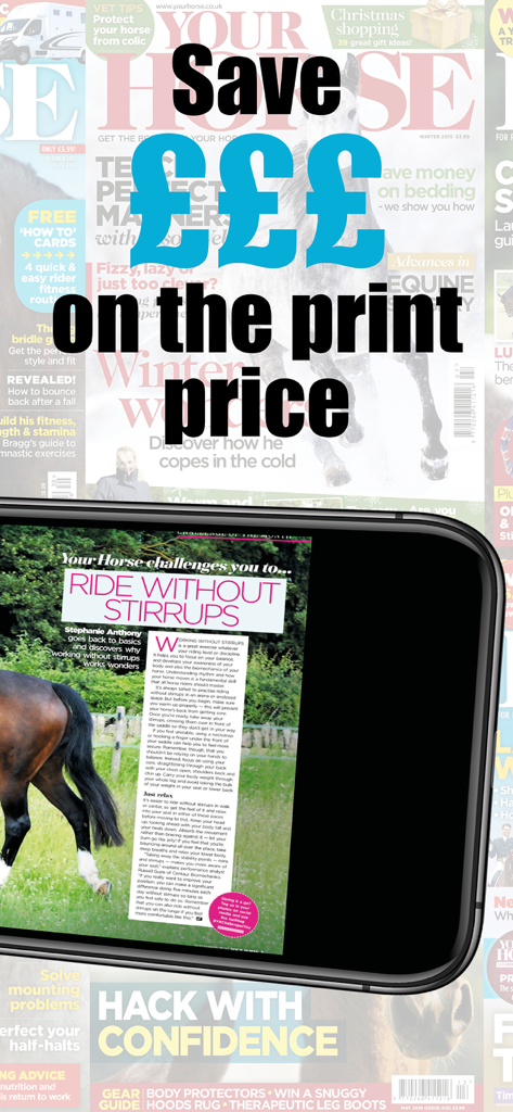 Your Horse - A smartphone displaying a horse riding training article within the Your Horse magazine app