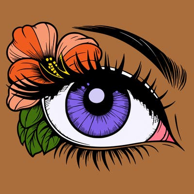 realistic eye with flower