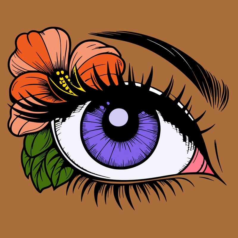 realistic eye with flower