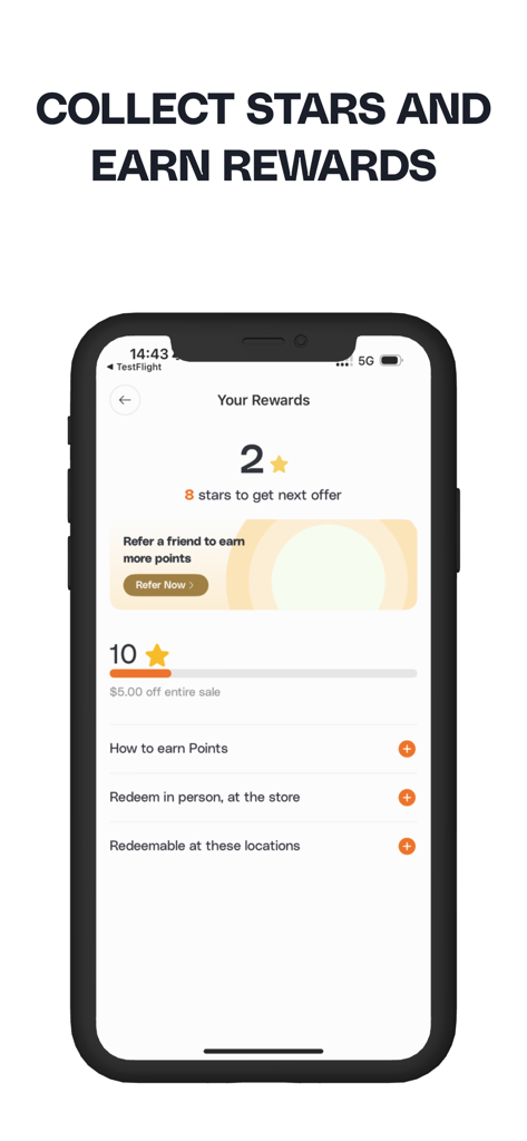 C’est Bon Creole Cuisine - The rewards and loyalty points screen of the Cest Bon Creole Cuisine app showing progress towards a five dollar discount