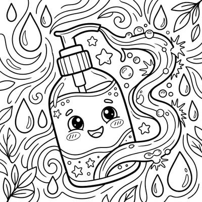 Get ready for a bubbly good time with this adorable moisturizer bottle coloring page! Kids will love adding vibrant colors to this friendly character, surrounded by delightful swirls and water drops.