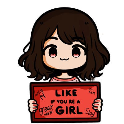 a cute girl holding a sign that says like if you’re a girl