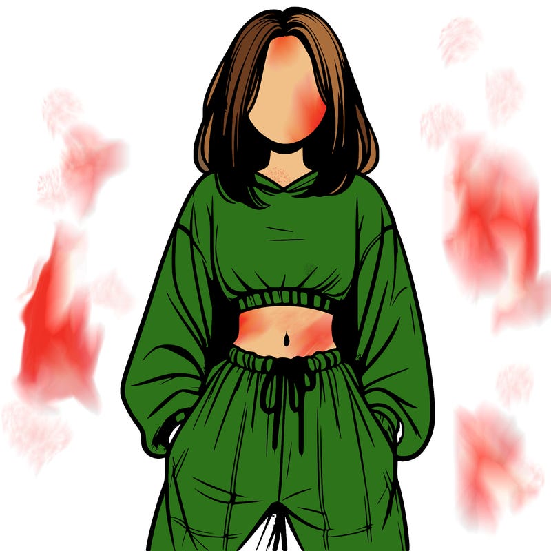 realistic girl faceless with baggy pants and a crop top