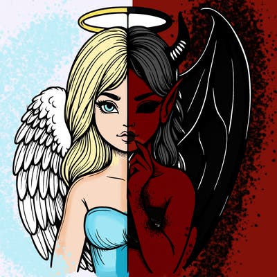 realistic angel half demon